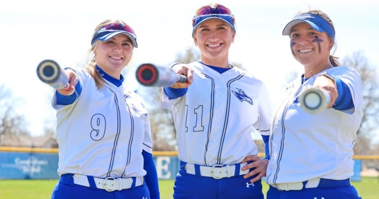 From left, Addy Deal, Eden McNally and Rylyn Nelson are best friends and UNK softball teammates. They also played together at Northeastern Junior College in Colorado. (UNK Communications)